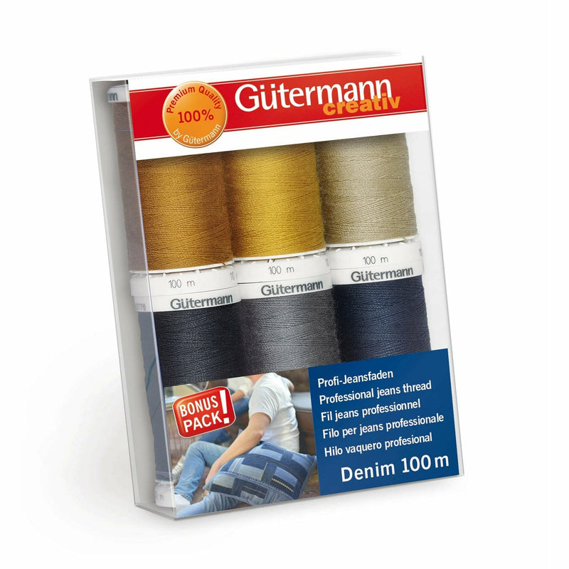 Light Gray GUTERMANN  Denim Sewing Thread Set, 6 Reels Sewing Threads