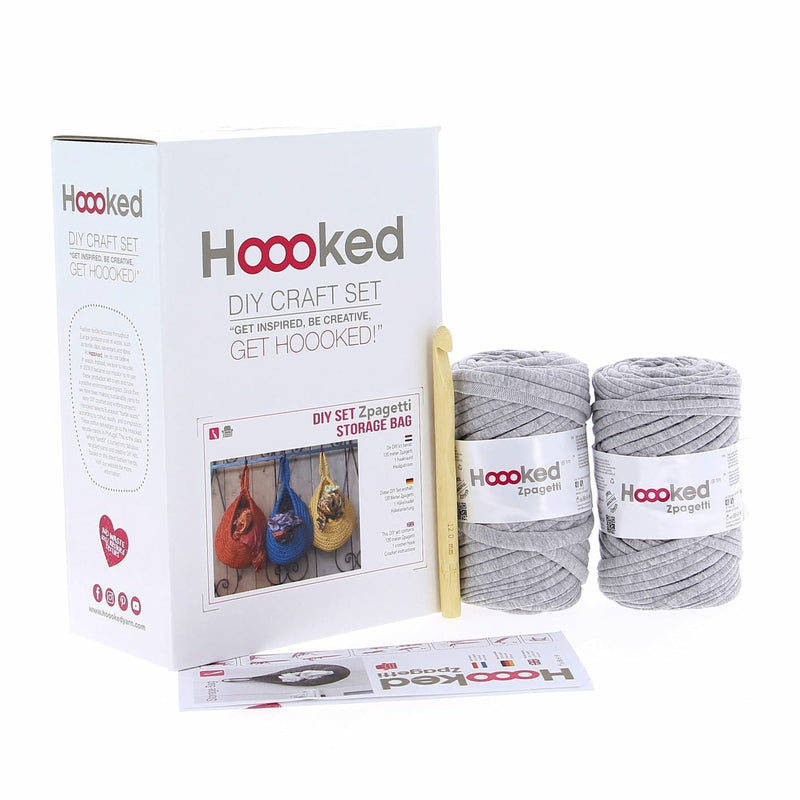 Lavender Hoooked Zpagetti Storage Bag 28x28cm Grey Crochet Kits