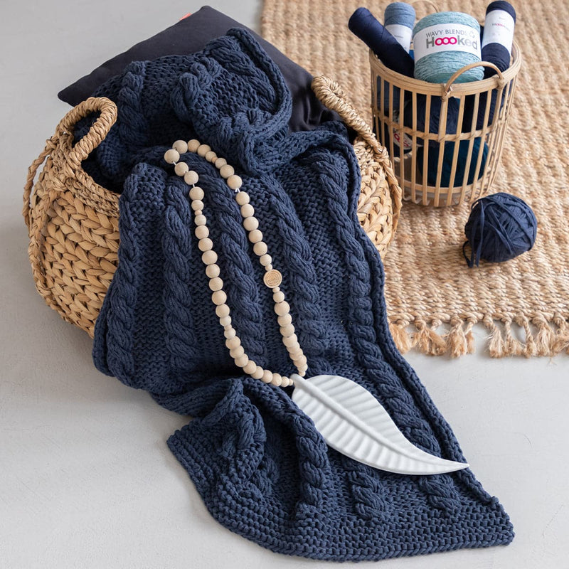 Dark Slate Gray Hoooked RibbonXL Knitted Kit - Throw 175x70cm Riverside Jeans Knitting and Crochet Yarn