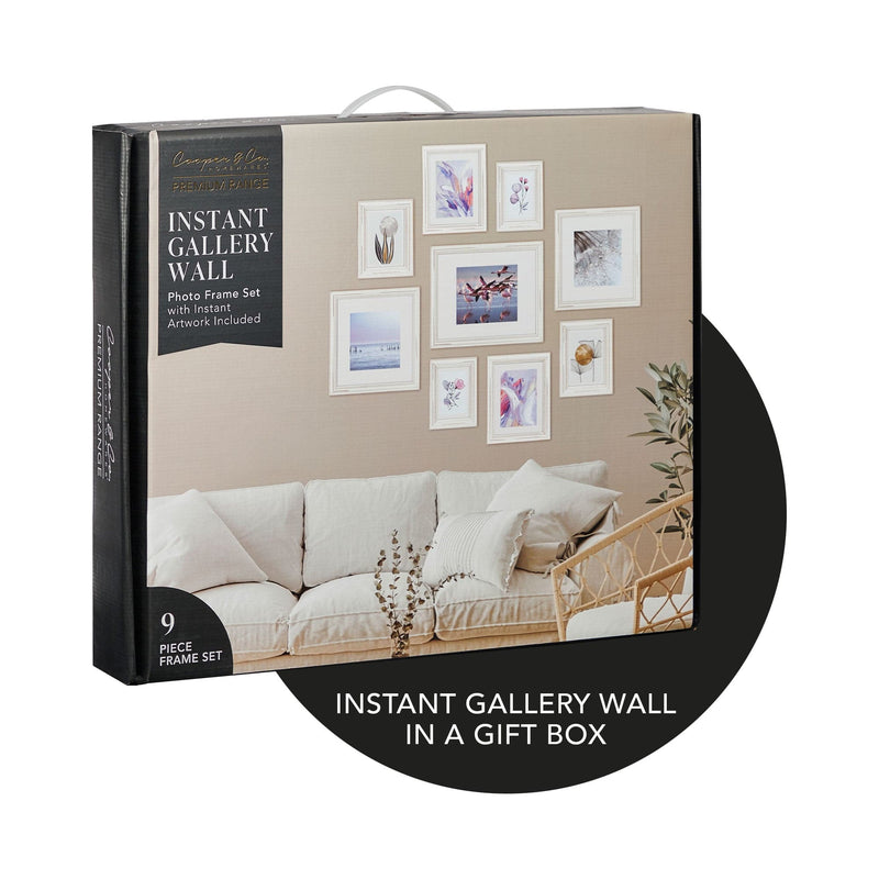 Gray Cooper & Co. Premium Solid Wood 9 Piece Gallery Wall Frame Picture Pack White Frames