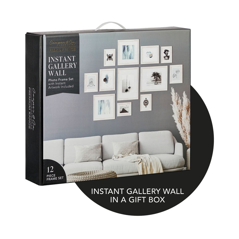 Dark Gray Cooper & Co. Premium 12 Piece Solid Wood Gallery Wall Frame Picture Pack White Frames