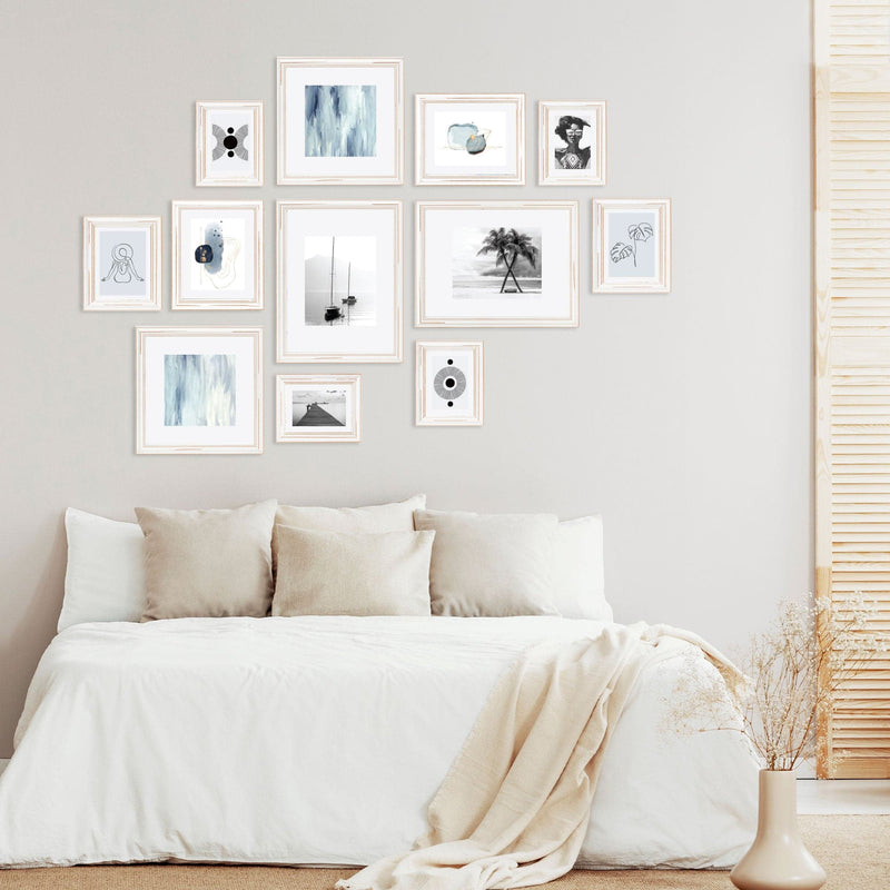 Light Gray Cooper & Co. Premium 12 Piece Solid Wood Gallery Wall Frame Picture Pack White Frames