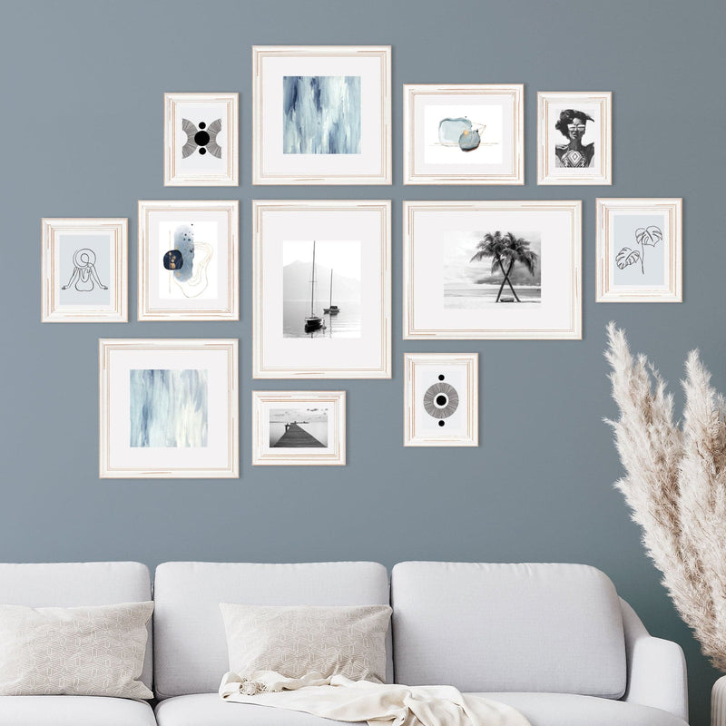 Gray Cooper & Co. Premium 12 Piece Solid Wood Gallery Wall Frame Picture Pack White Frames