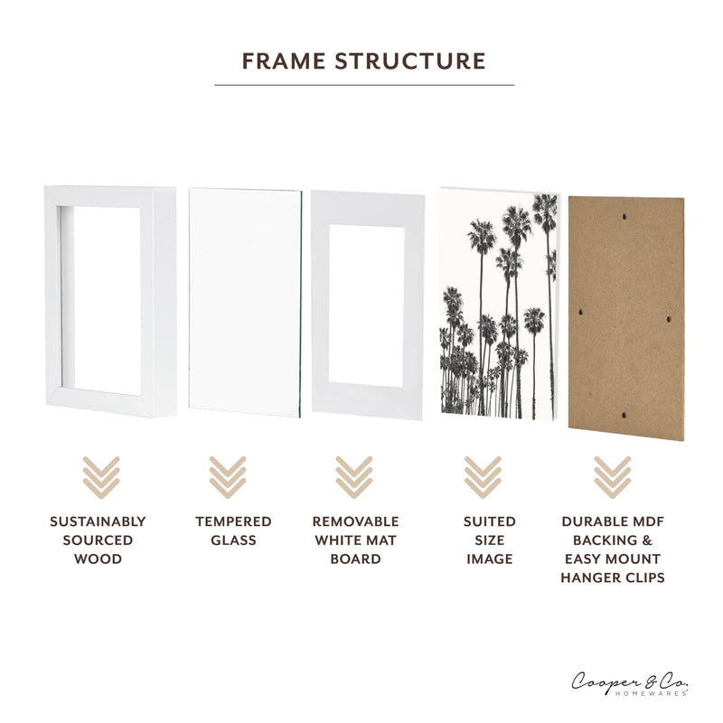 Beige Cooper & Co Set Of 4 20x25cm Matt to 13x18cm White Premium Paradise Wooden Photo Frame Frames