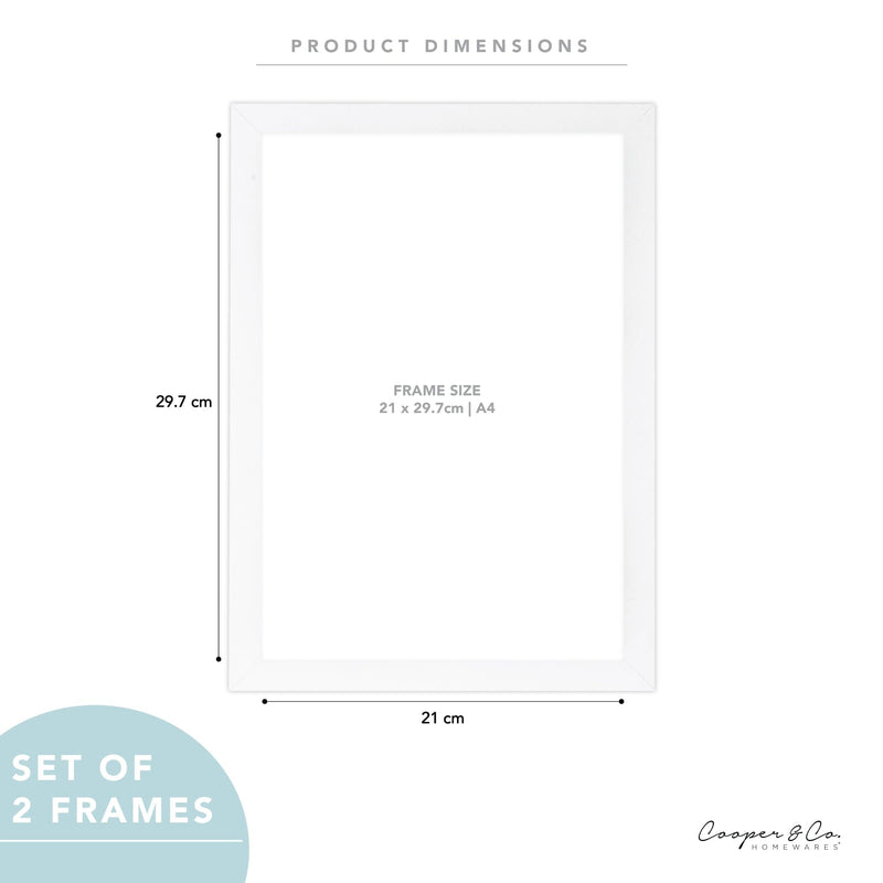 Lavender Cooper & Co Set Of 2 21x29.7cm A4  White Premium Paradise Wooden Photo Frame Frames
