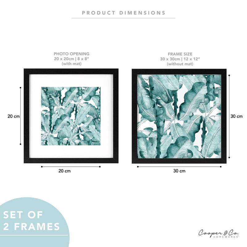 Light Gray Cooper & Co Set Of 2 30x30cm Matt to 20x20cm Black Premium Paradise Wooden Photo Frame Frames