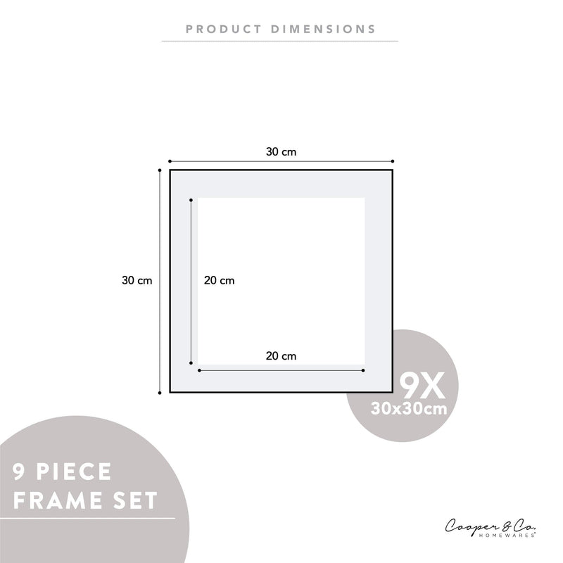 Light Gray Cooper & Co. Pack Of 9 Square Frame White Frames