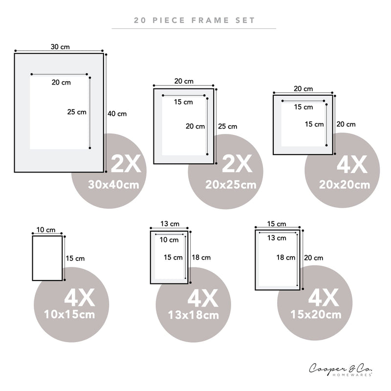 Cooper & Co. Instant Gallery Wall 20 Piece Frame Set Black