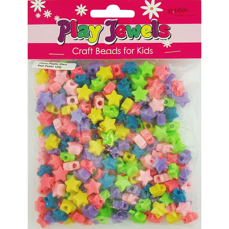 Gray Ribtex VP Bead Star-Assorted Pastel Colours 12mm, 125g Beads