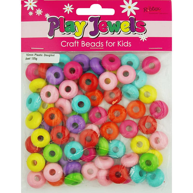 Gray Ribtex Bead VP 16mm Dnut Bright Asst 125G Beads