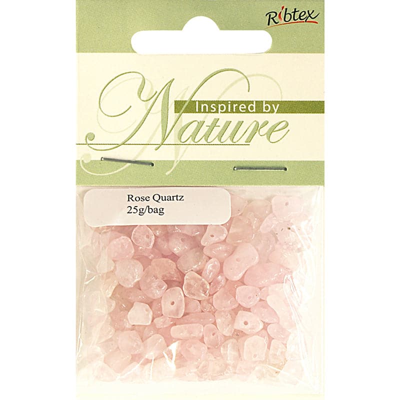Bisque Ribtex Bead Precious Stone Chips Rose Qtz 25G Beads