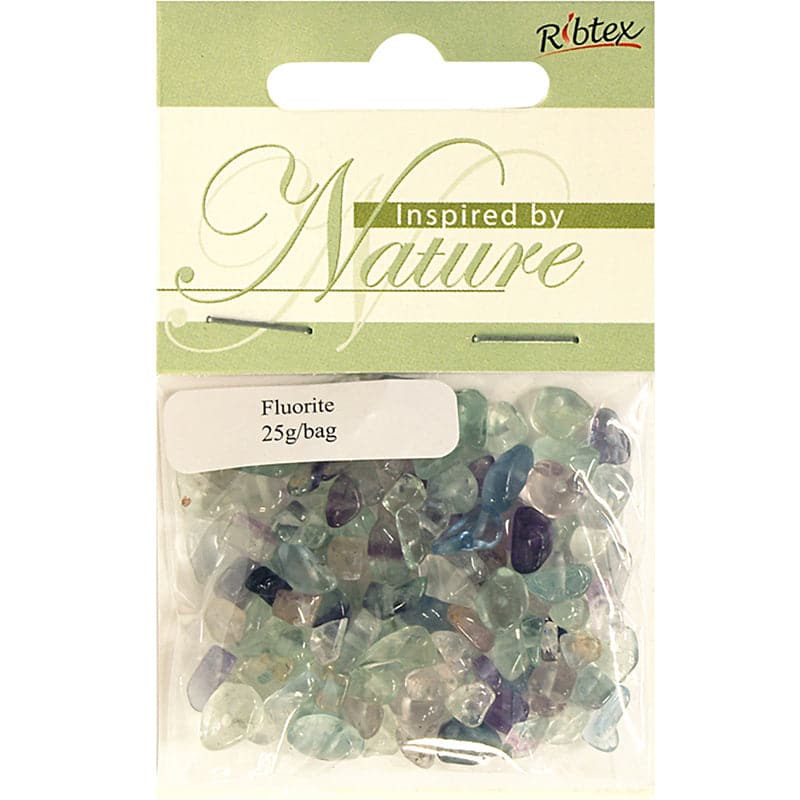 Light Gray Ribtex Precious Stone Bead Chips-Fluorite 25g Beads