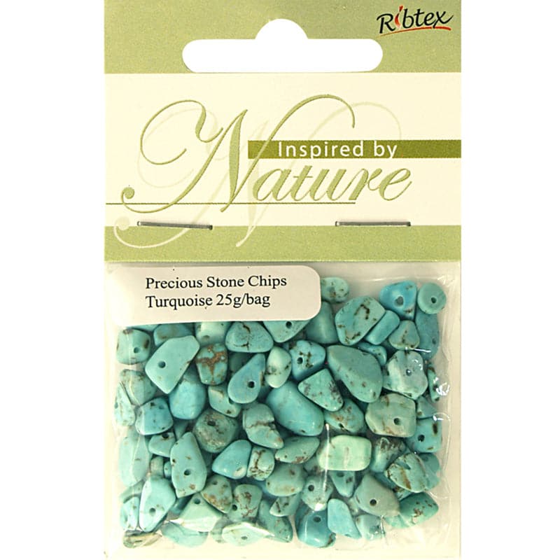 Light Gray Ribtex Bead Precious Stone Chips Turquoise 25G Beads