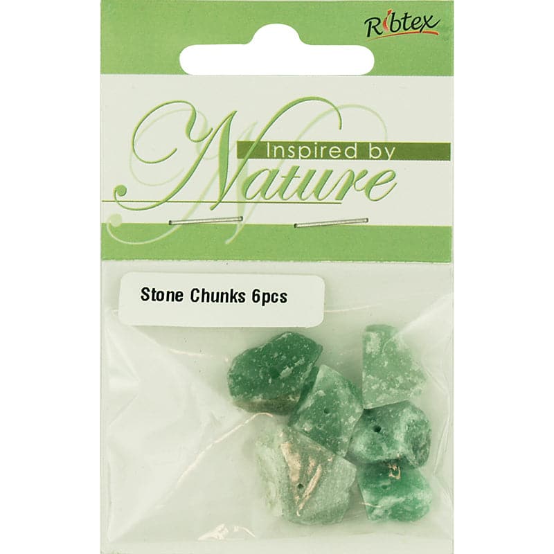 Light Gray Ribtex Stone Bead Chunk Green Jade 6 Pieces Beads