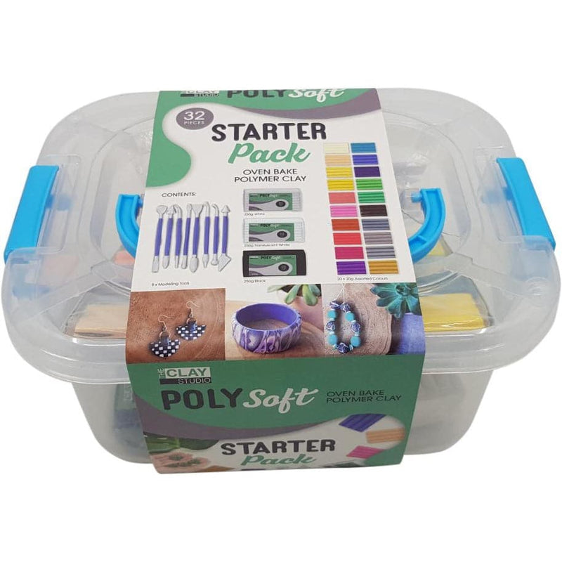 Dark Slate Gray The Clay Studio Soft Polymer Clay Starter Pack (32 Pieces) Polymer Clay (Oven Bake)