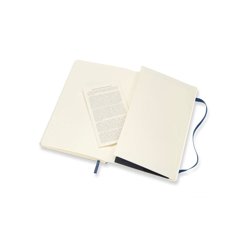 Beige Moleskine Classic  Soft Cover  Note Book -  Plain  -   Large   - Sapphire Blue Pads
