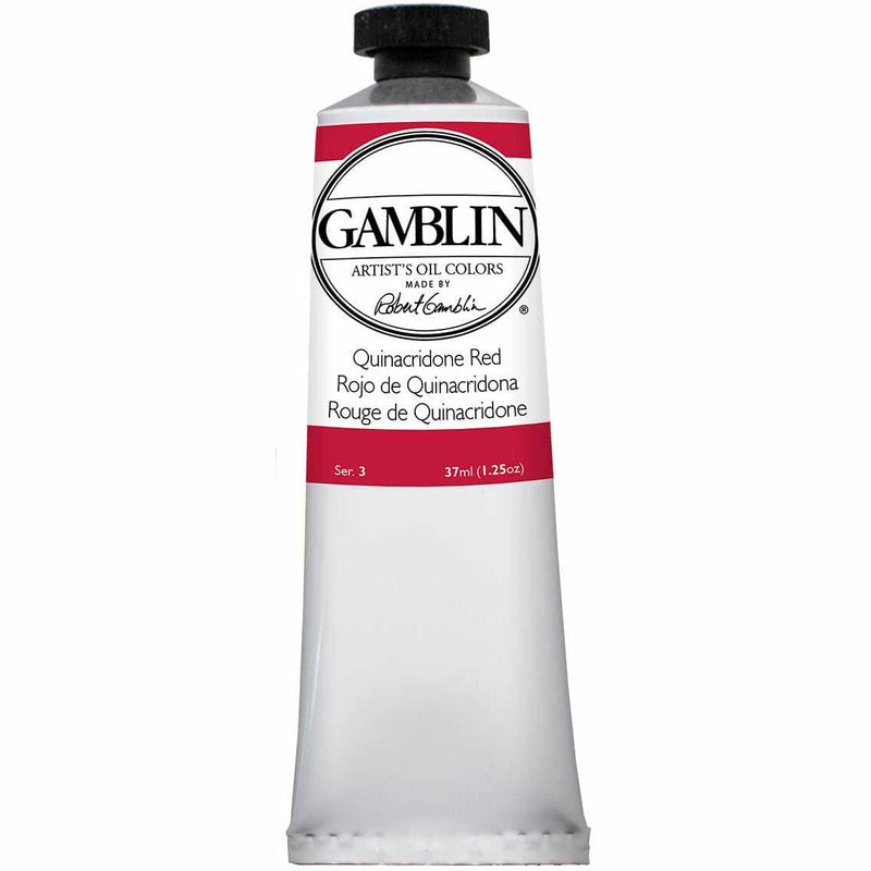 Light Gray Gamblin Artist Grade Oil Paint Quinacridone Red Series 3 37mL Oil Paints