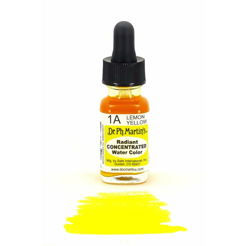 Yellow Dr. Ph. Martin's Radiant Concentrated Watercolour Paint   14.78ml  Lemon Yellow Watercolour Paints