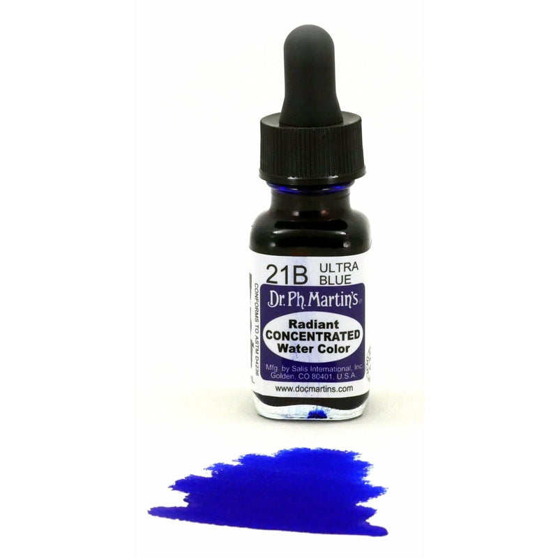 Dark Slate Gray Dr. Ph. Martin's Radiant Concentrated Watercolour Paint   14.78ml  Ultra Blue Watercolour Paints