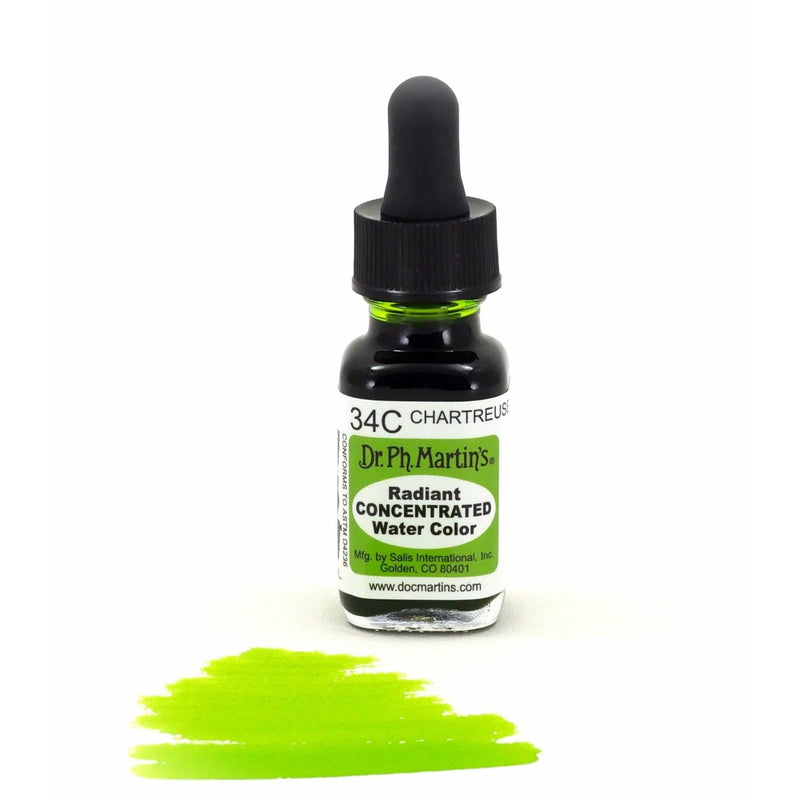 Dark Slate Gray Dr. Ph. Martin's Radiant Concentrated Watercolour Paint   14.78ml  Chartreuse Watercolour Paints