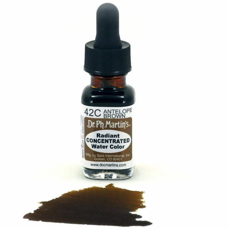 Beige Dr. Ph. Martin's Radiant Concentrated Watercolour Paint   14.78ml  Antelope Brown Watercolour Paints