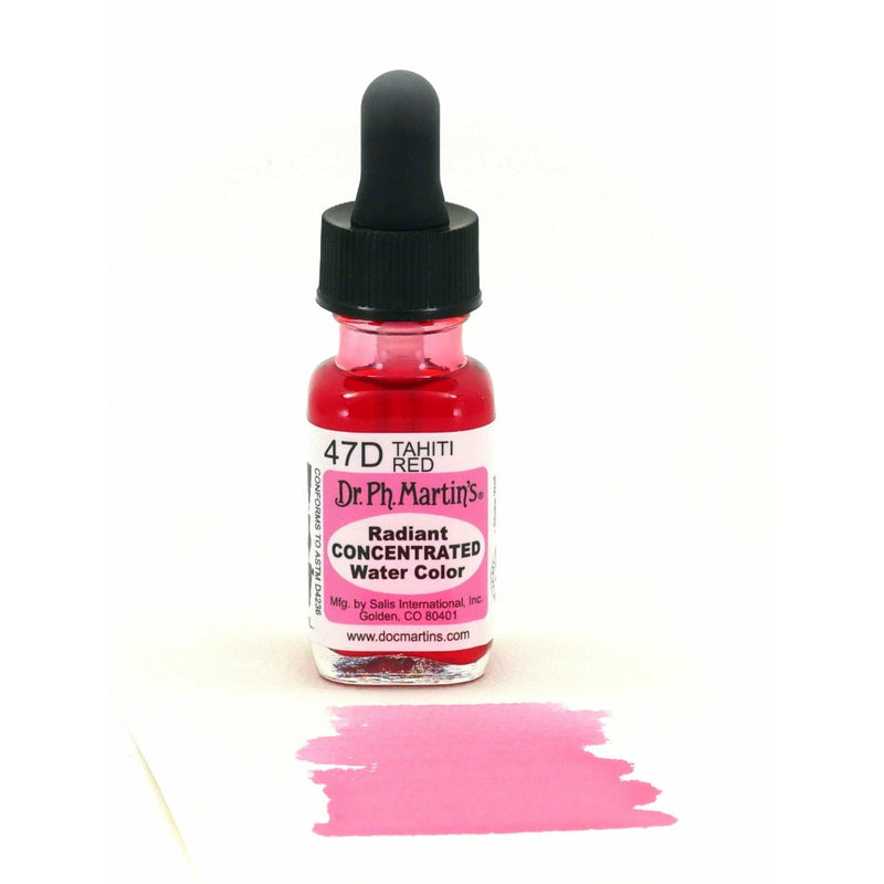Pink Dr. Ph. Martin's Radiant Concentrated Watercolour Paint   14.78ml  Tahiti Red Watercolour Paints