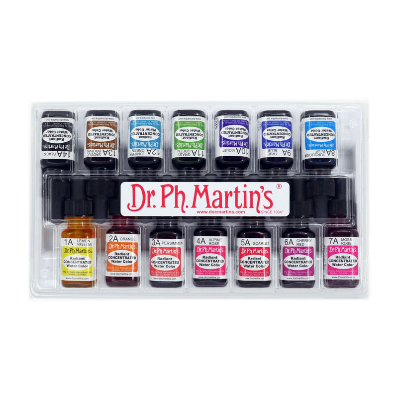Dark Slate Gray Dr. Ph. Martin's Radiant Concentrated Watercolour Paint   14.78ml  Set of 14 (Set A) Watercolour Paints