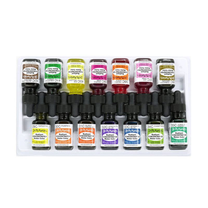 Dark Slate Gray Dr. Ph. Martin's Radiant Concentrated Watercolour Paint   14.78ml  Set of 14 (Set C) Watercolour Paints