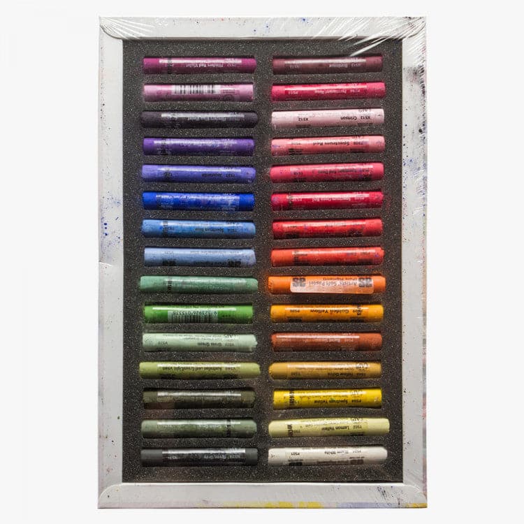 Dark Red Art Spectrum Standard Pastel Box Set Of 30 Seascape Pastels & Charcoal
