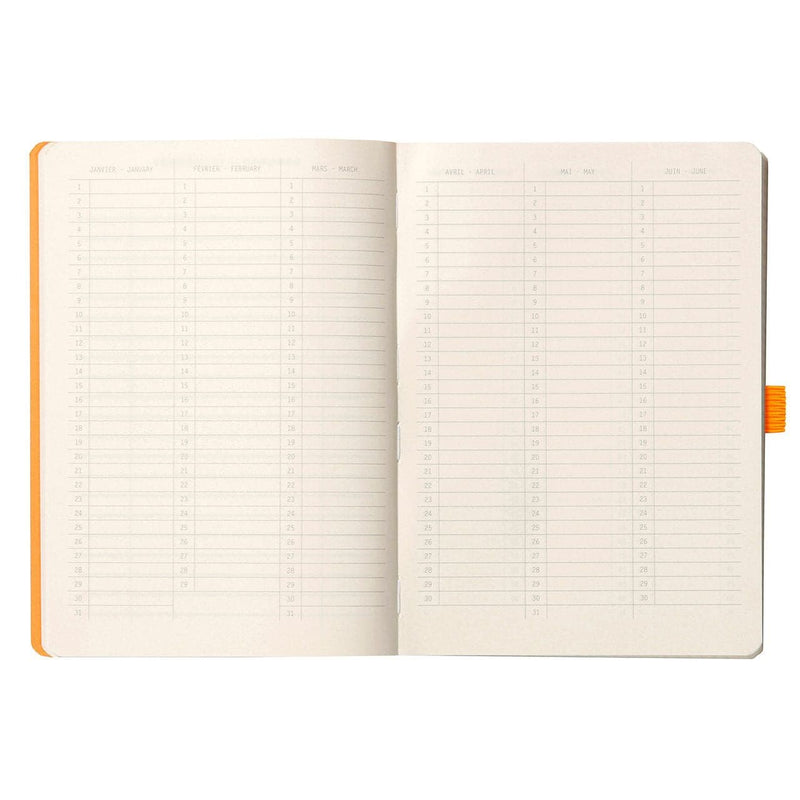 Antique White Rhodia Rhodiarama Goal Book Grid A5 Rose Smoke Pads