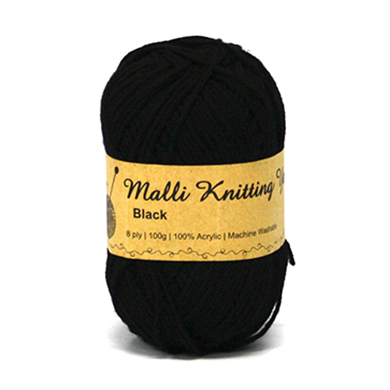 Black Malli Knitting Yarn Black 100g Knitting and Crochet Yarn