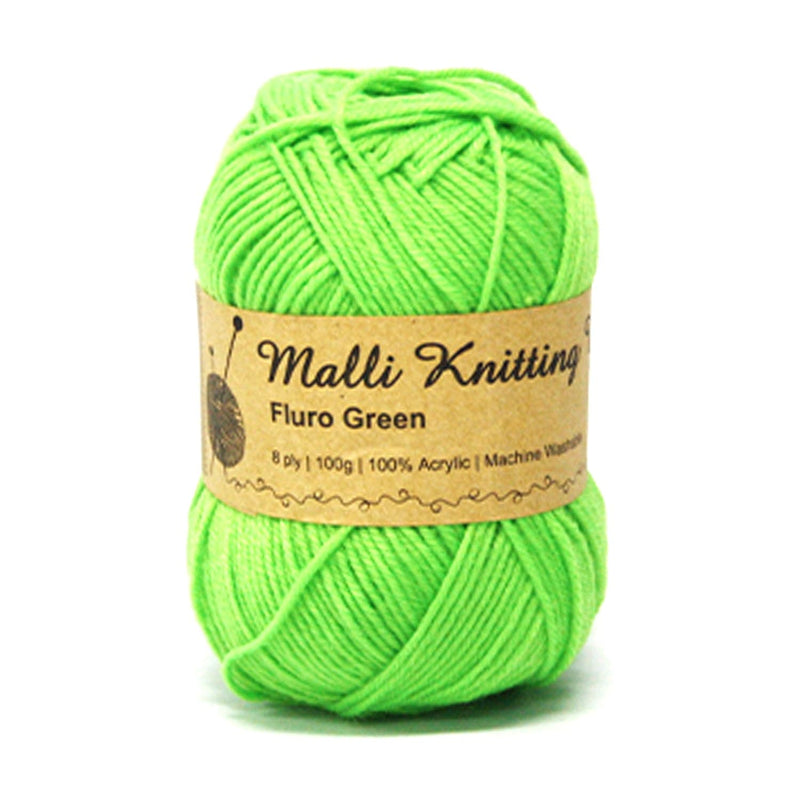 Dark Khaki Malli Knitting Yarn Fluoro Green 100g Knitting and Crochet Yarn