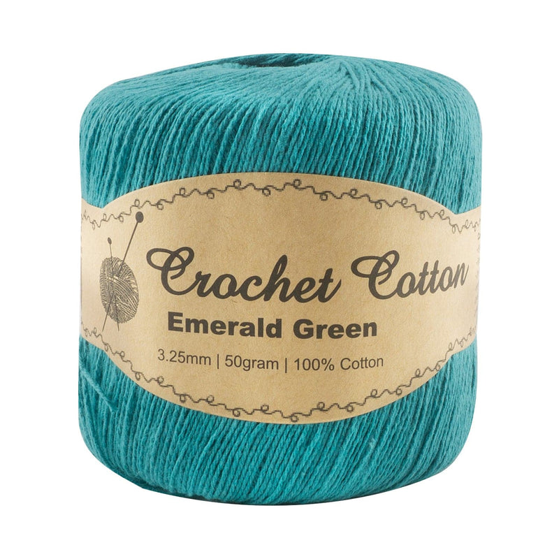 Cadet Blue Crochet Cotton Ball- Emerald Green 50g Knitting and Crochet Yarn
