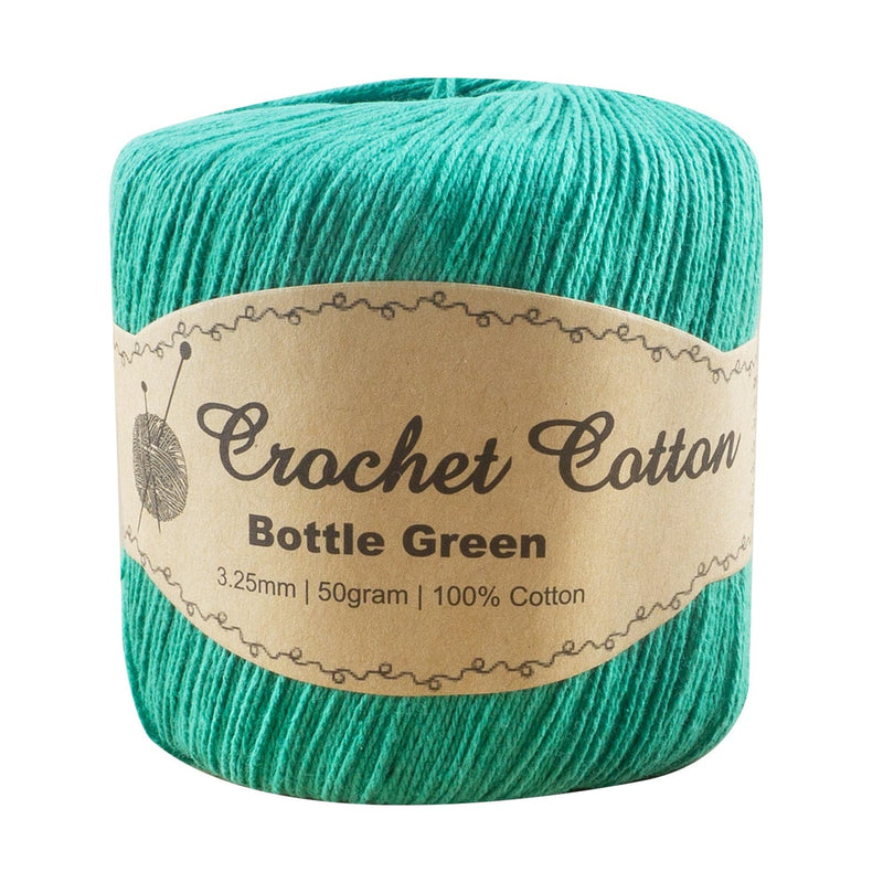 Tan Crochet Cotton Ball-Bottle Green 50g Knitting and Crochet Yarn
