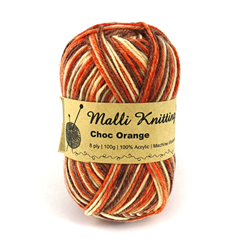Dark Khaki Malli Knitting Yarn Choc Orange Multi Colour 100g Knitting and Crochet Yarn