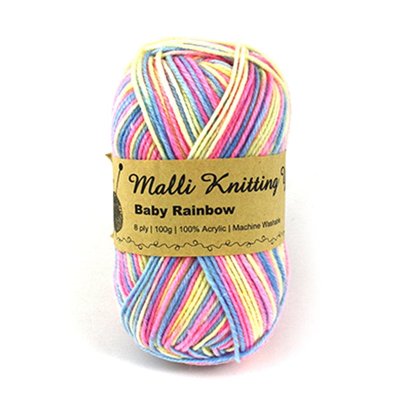 Light Gray Malli Knitting Yarn Baby Rainbow Multi Colour 100g Knitting and Crochet Yarn