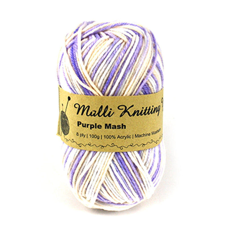 Light Gray Malli Knitting Yarn Purple Mash Multi Colour 100g Knitting and Crochet Yarn