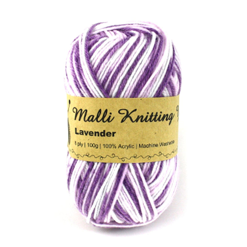 Wheat Malli Knitting Yarn Lavender Multi Colour 100g Knitting and Crochet Yarn