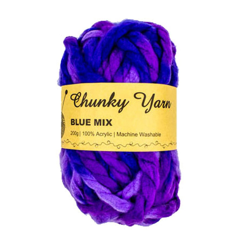 Light Goldenrod Multi Coloured Chunky Yarn Blue 200g Knitting and Crochet Yarn