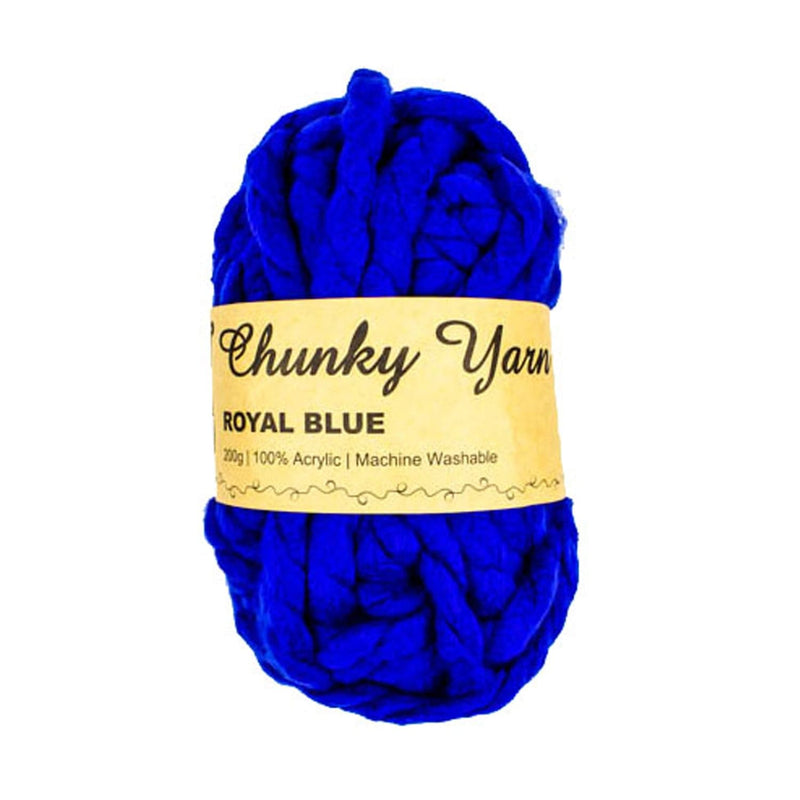 Pale Goldenrod Chunky Yarn Royal Blue 200g Knitting and Crochet Yarn