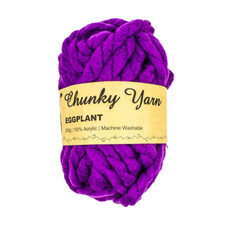 Pale Goldenrod Chunky Yarn Eggplant 200g Knitting and Crochet Yarn