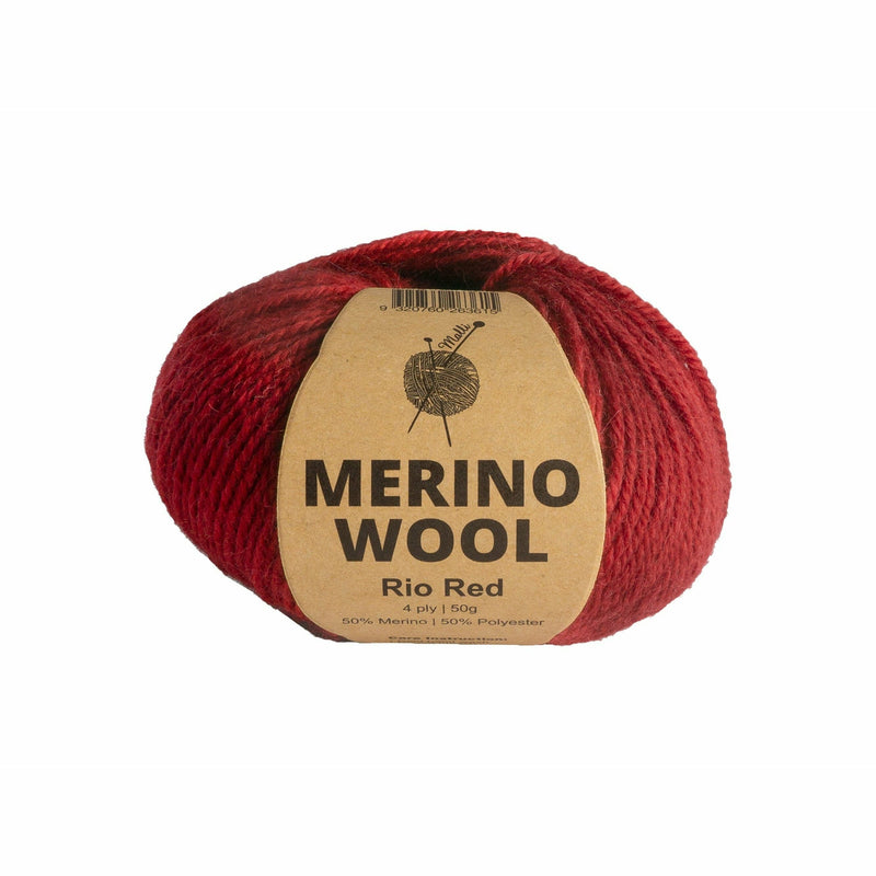 Rosy Brown Malli Rio Red Merino Mix Yarn 50g Knitting and Crochet Yarn