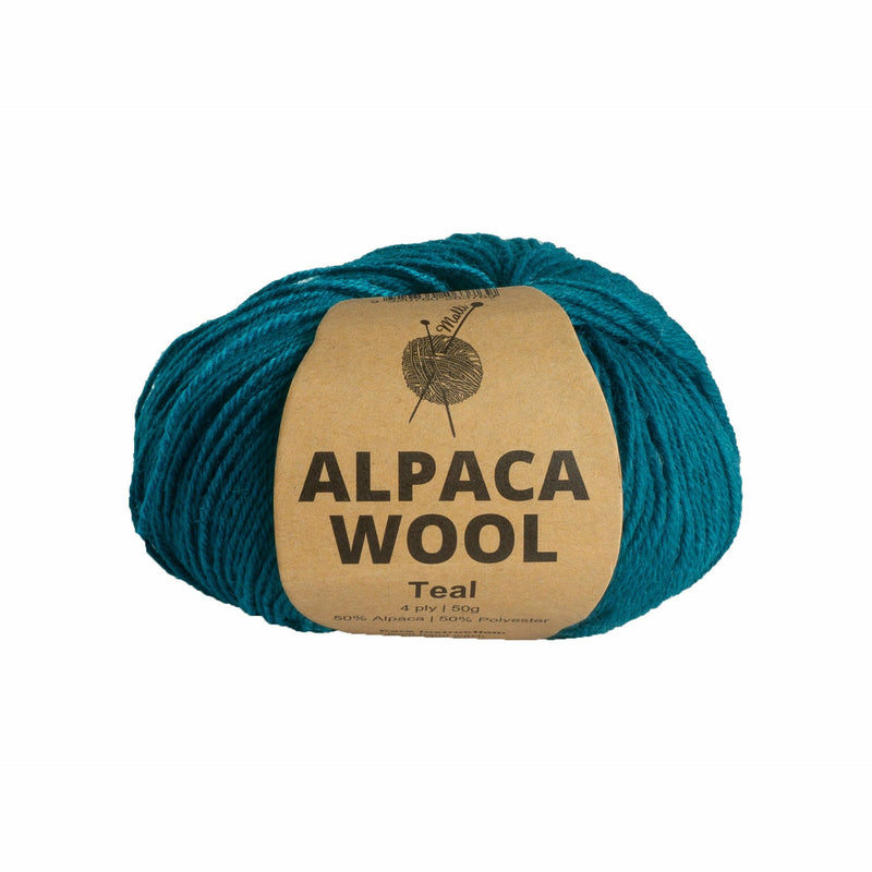 Dark Khaki Malli Teal Alpaca Mix Yarn 50g Knitting and Crochet Yarn