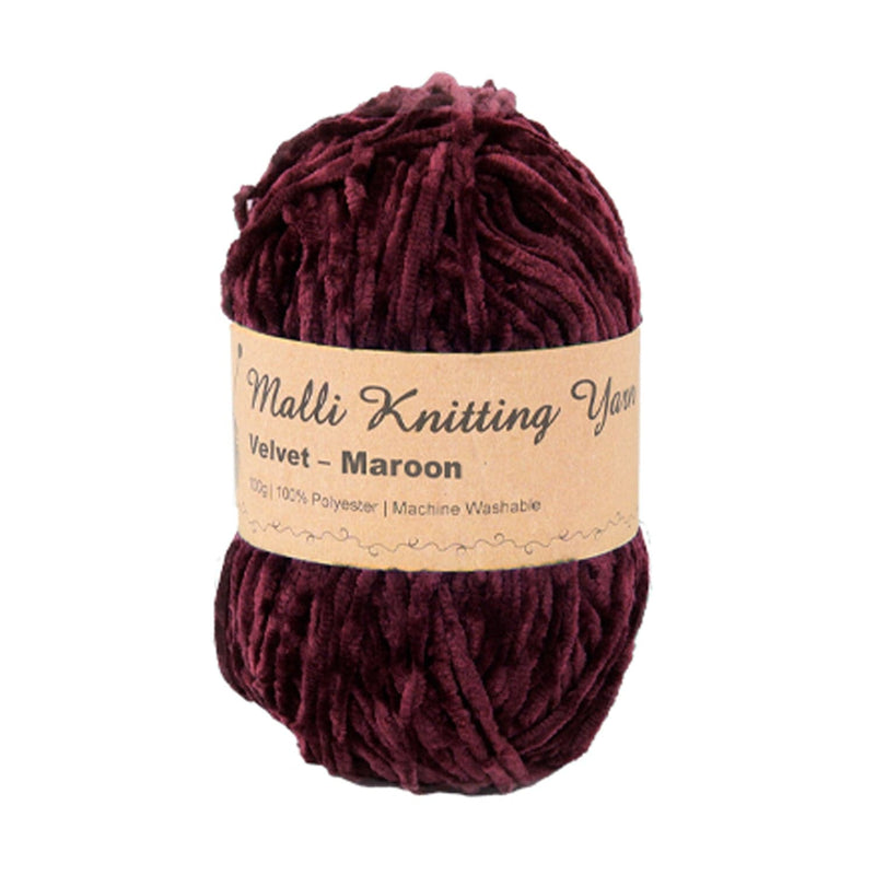 Tan Malli Maroon Velvet Yarn 100g Knitting and Crochet Yarn
