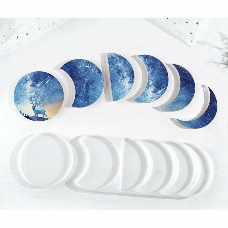 Lavender Resin Mould   Moon Phases Silicone Resin Mould - Large Two Piece Mould Resin Craft Moulds