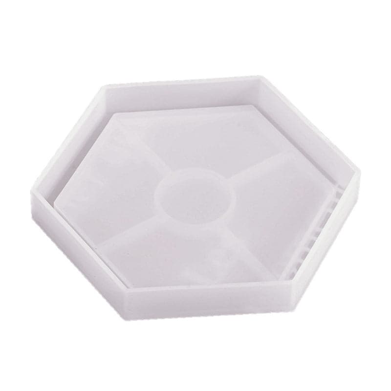 Light Gray Resin Mould   Hexagon Edged Coaster Mould Resin Craft Moulds