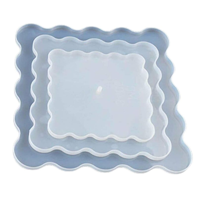 Light Steel Blue Resin Mould   Silicone Mould - Cake Stand Geode Square (set of 3) Resin Craft Moulds