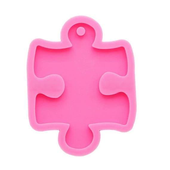 Hot Pink Resin Mould   Silicone Keyring - Puzzle Piece Resin Craft Moulds