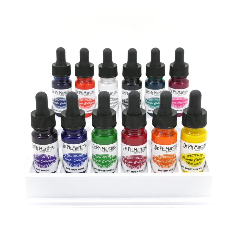 Light Gray Dr. Ph. Martin's Spectralite Private Collection Liquid Acrylic Ink  14.78ml  Set of 12 (Set 1) Inks