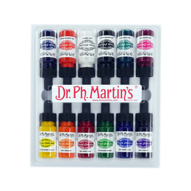 Dark Slate Gray Dr. Ph. Martin's Spectralite Private Collection Liquid Acrylic Ink  14.78ml  Set of 12 (Set 1) Inks